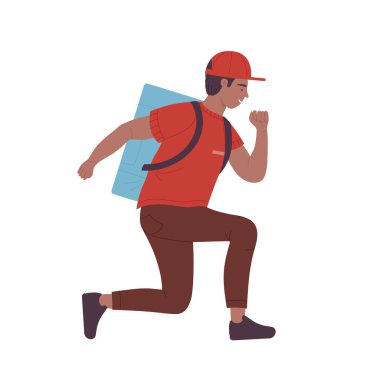 Yemek kuryesi. Çevrimiçi sipariş, yemek nakliyat vektörü çizimi