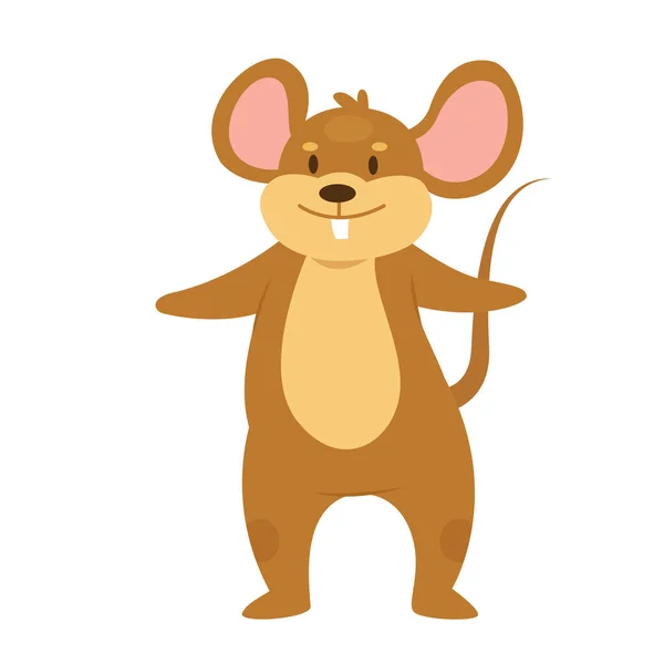 Adorable Standing Mouse Rodent Animal Small Mammal Furry Rat Vector — Vetor de Stock