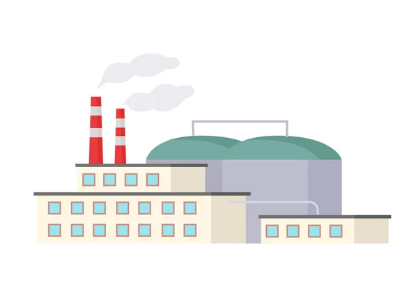 Manufacturing Industrial Building Factory Pipes Smoke Power Plant Vector Illustration — Vector de stock