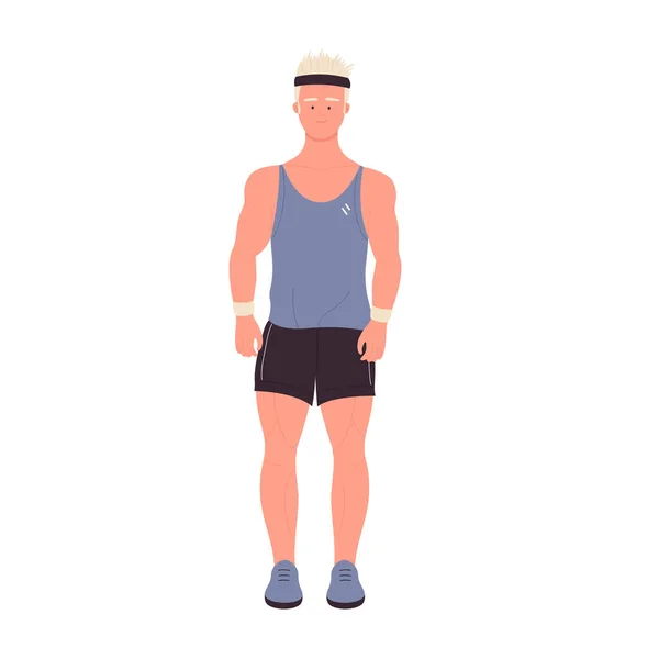 Standing sport man trainer. Personal fitness coach, training program vector illustration