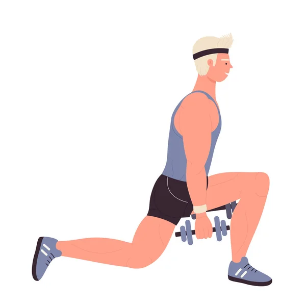 Trainer Exercising Dumbbells Sport Time Healthy Active Lifestyle Vector Illustration — Διανυσματικό Αρχείο