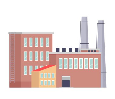 Industrial productive building. Urban manufacture factory, enterprise warehouse vector illustration