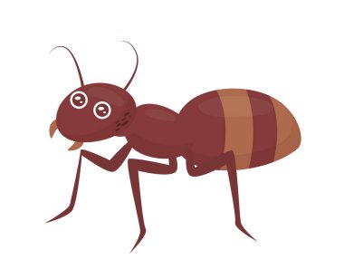 Cute wild ant insect. Wildlife fauna, grass creature, biology microorganism vector illustration