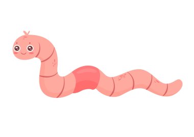 Earthworm insect crawling. Terrestrial invertebrate species vector illustration