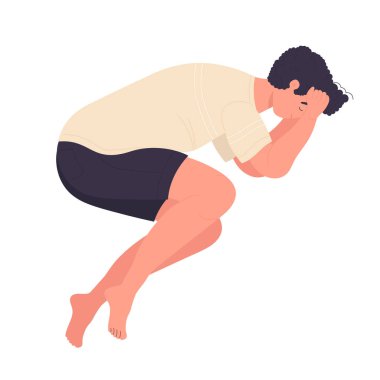 Mental health problems. Teenager with psychiatric disorder, bad mood vector illustration