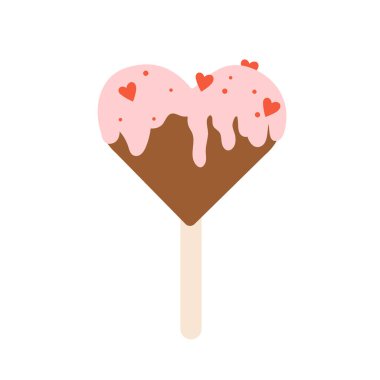 Love heart ice cream. Valentine day celebrating, romantic cookies vector illustration