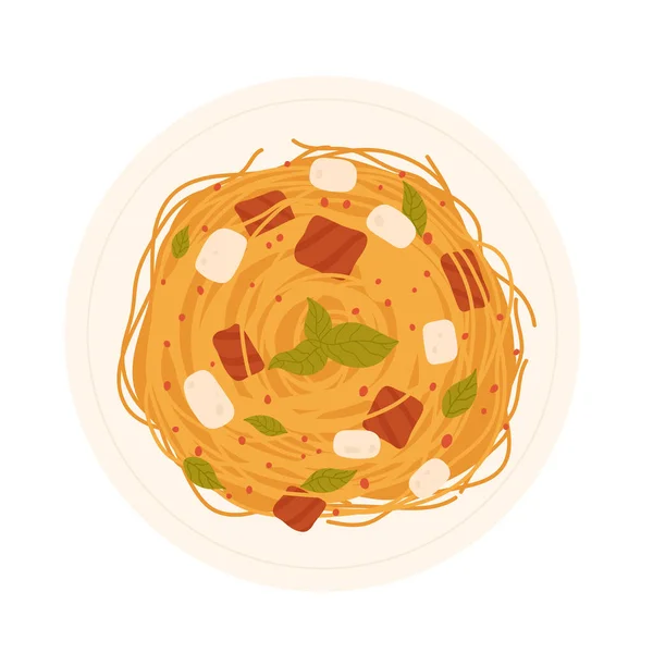 Pasta Salad Plate Italian Dish Traditional Cuisine Healthy Food Vector — ストックベクタ