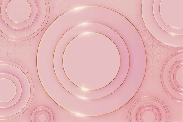 Pink Circle Podiums Fashion Presentation Product Top View Background Platforms — 图库矢量图片