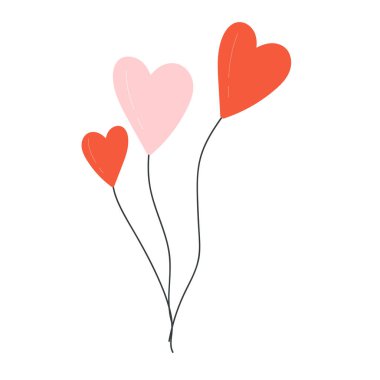 Love celebrating balloons. Hearts romance gift, valentine day vector illustration