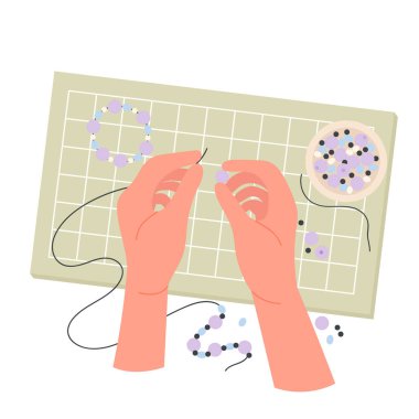 Hands art making. Creative workshop process, handmade and handicraft vector illustration