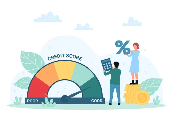 Credit Score Financiële Risico Meting Van Hypothecaire Leningen Vector Illustratie — Stockvector