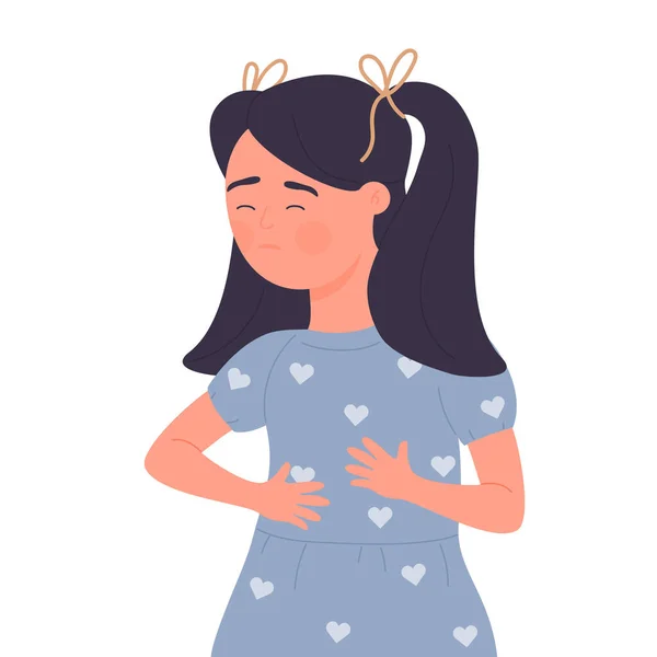 有胸痛的生病的女孩 呼吸问题 心脏病病媒说明 — 图库矢量图片