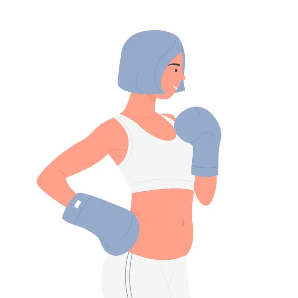 Esporte Boxe Feminino Estilo Vida Ativo Treinamento Fitness Ginásio Musculação — Vetor de Stock