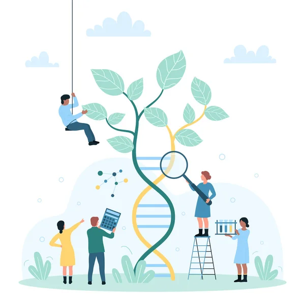 Genetische Forschung Und Wissenschaftliche Entdeckung Von Chromosomen Und Genvektorillustrationen Winzige — Stockvektor