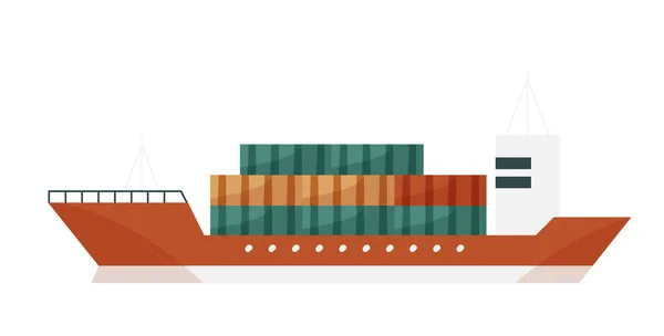 Frachter Mit Containern Seetransport Lieferservice Vektor Illustration — Stockvektor
