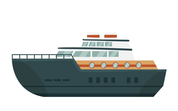Large Floating Marine Ship Boat Passengers Travelling Sea Transportation Vector — Stock Vector