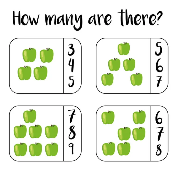 Liczenie Edukacyjnych Matematycznych Dzieci Gry Dzieci Arkusza Pracy Ile Obiektów — Zdjęcie stockowe