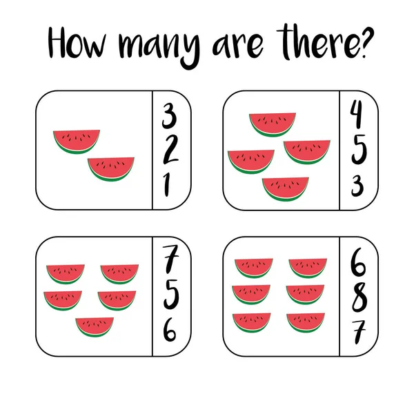 Eğitici Matematik Çocuk Oyunlarını Çocuk Aktivitelerini Sayıyorum Kaç Nesne Görevi — Stok Vektör