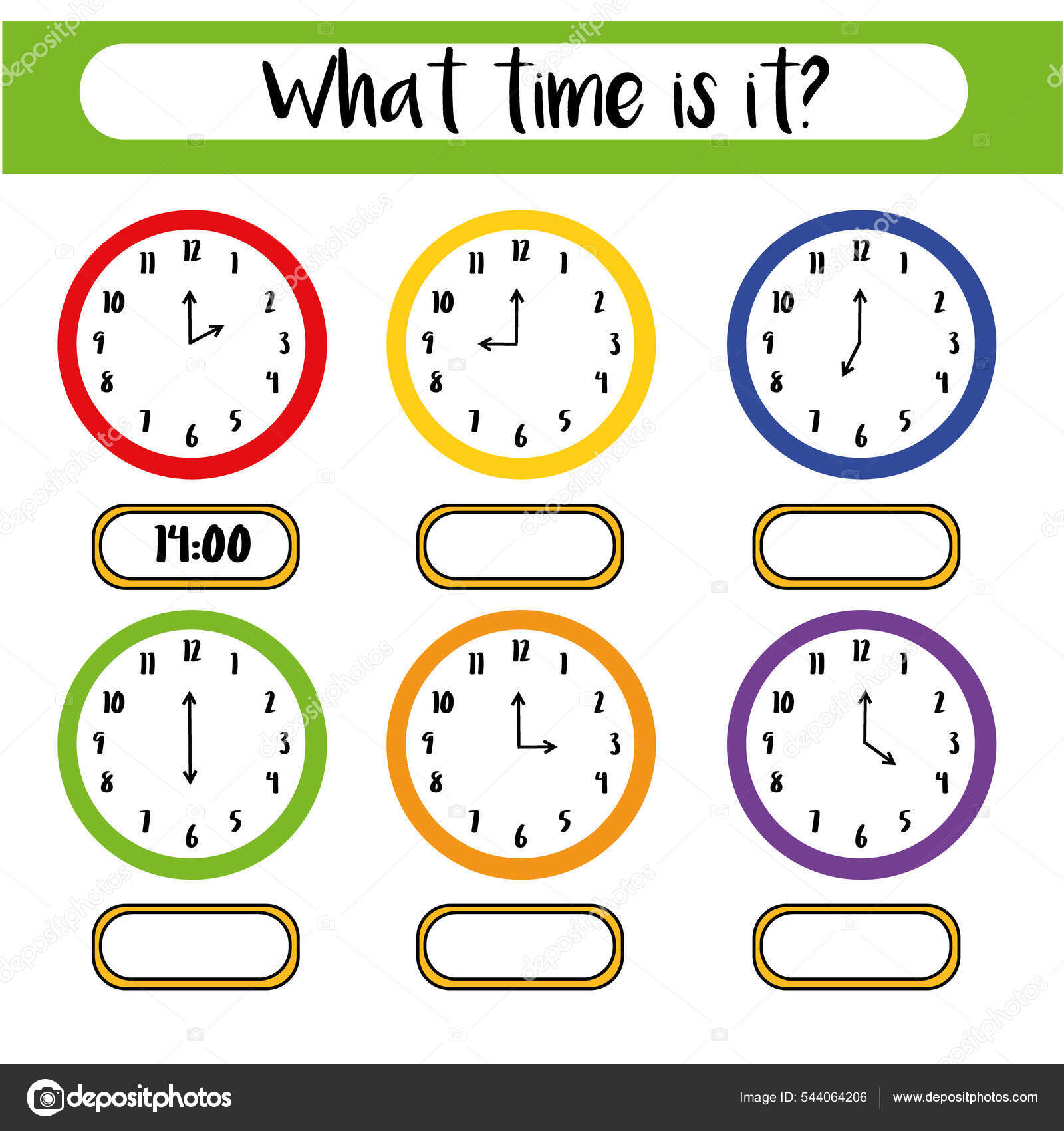 Hora Aprender Reloj Hoja Trabajo Actividades Educativas Para Ninos Ninos Foto de stock 544064206 evamorris