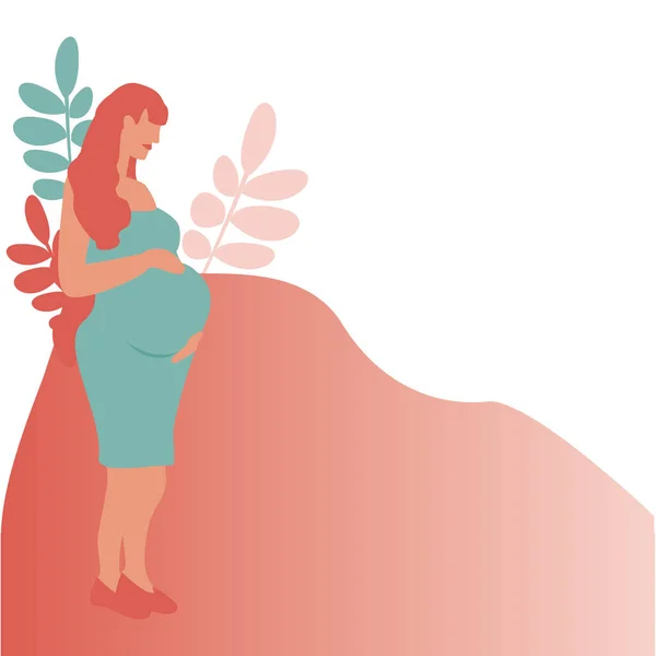 Счастливая Беременная Женщина Животом Логотип Современный Плоский Дизайн Иллюстрации Тип — стоковый вектор