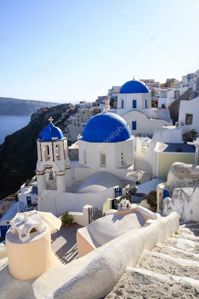 Aegean sea cycladic volcanic island of Santorini.