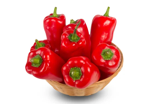 Fresh red peppers isolated on white — Stock Photo, Image