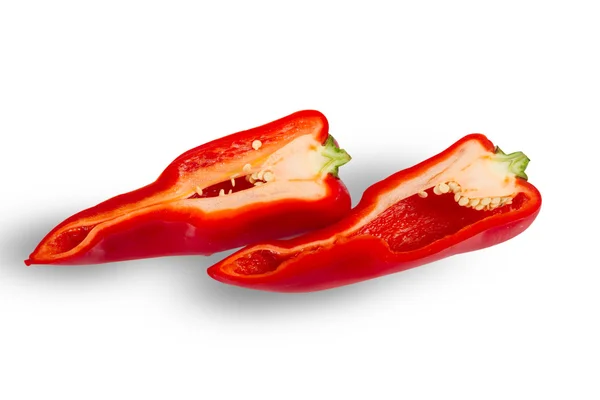 Sliced fresh red pepper on white — Stock Photo, Image