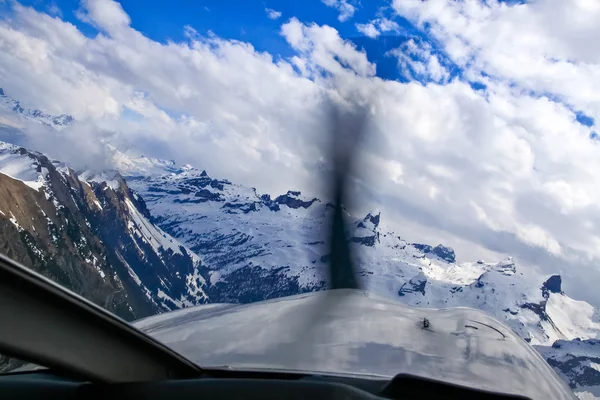 Unique airplane aerial view of central Swiss Alps. — Stock Photo, Image