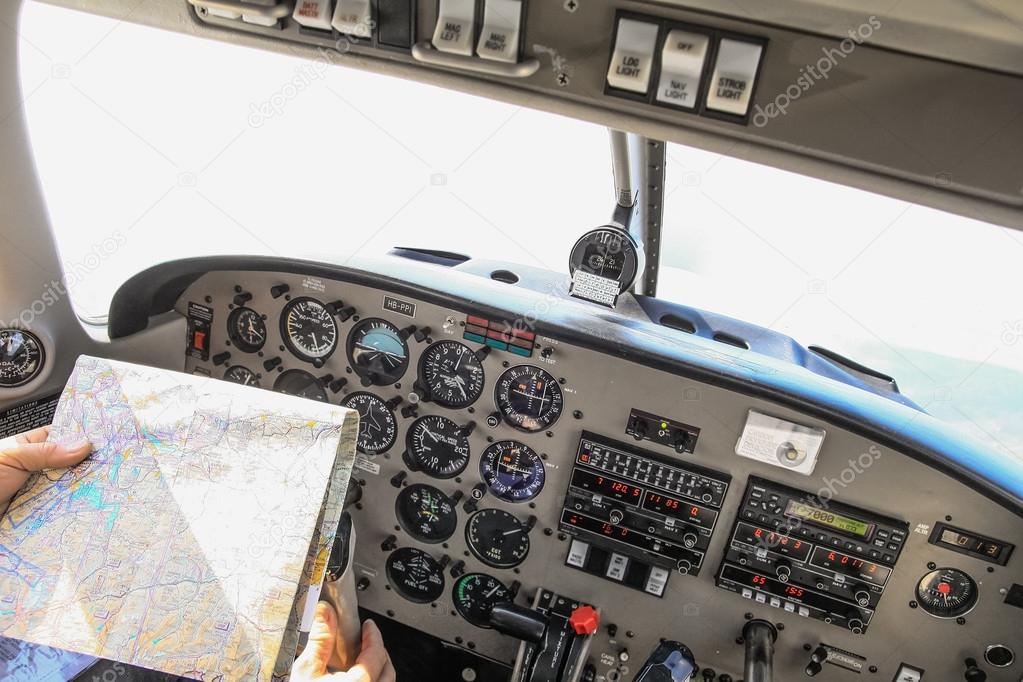 Airplane navigational controls.