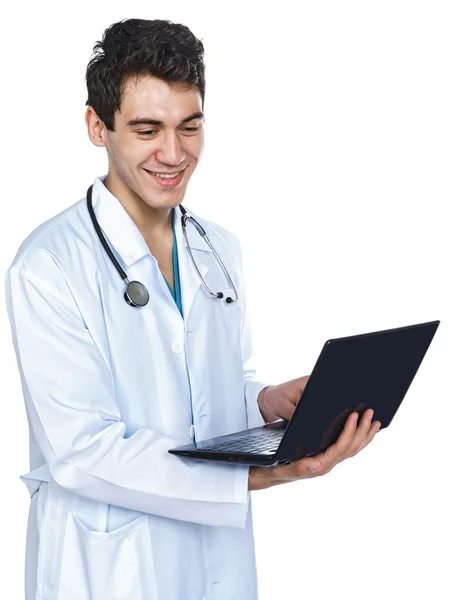 Médico com um computador — Fotografia de Stock