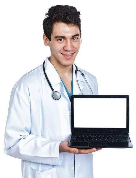 Médico com um computador — Fotografia de Stock