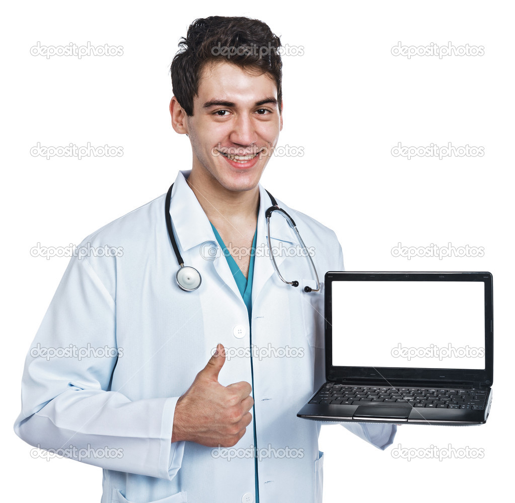 doctor with a computer