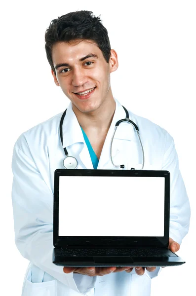 Γιατρός με έναν υπολογιστή — Φωτογραφία Αρχείου