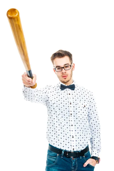 Uomo con mazza da baseball — Foto Stock