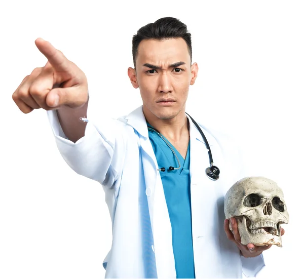 Medical student with a skull — Stock Photo, Image