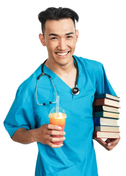 Estudiante de medicina con libros — Foto de Stock