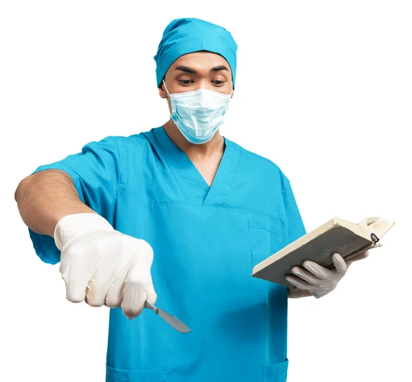 Medical student with a scalpel — Stock Photo, Image