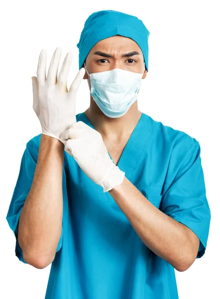 Estudiante de medicina en guantes de goma — Foto de Stock