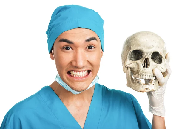 Medical student with a skull — Stock Photo, Image