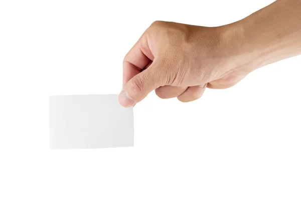 Blank paper in human hand and white background — Stock Photo, Image