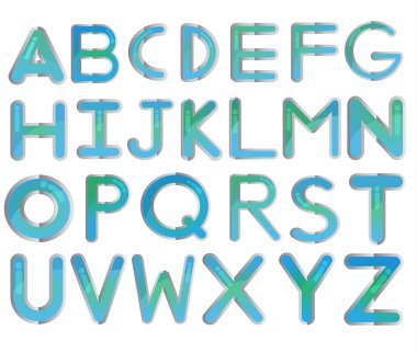 Mavi cam yazı tipi ve beyaz arka plan vektör 