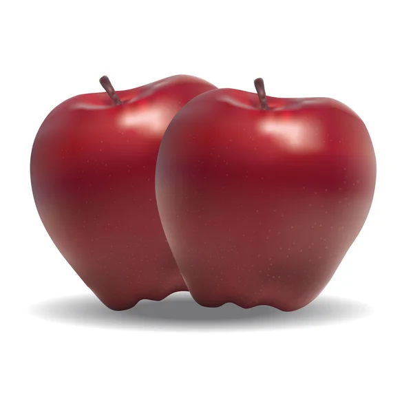 Doppelter roter Apfelvektor isoliert auf weißem Hintergrund — Stockvektor