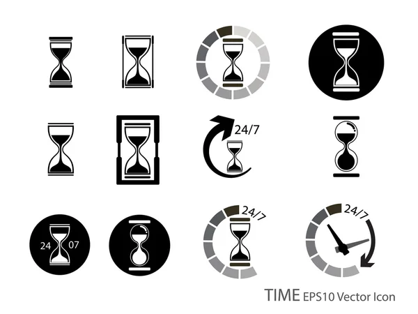 Set aus Sandglas und Timer-Icon-Vektor-Illustration — Stockvektor