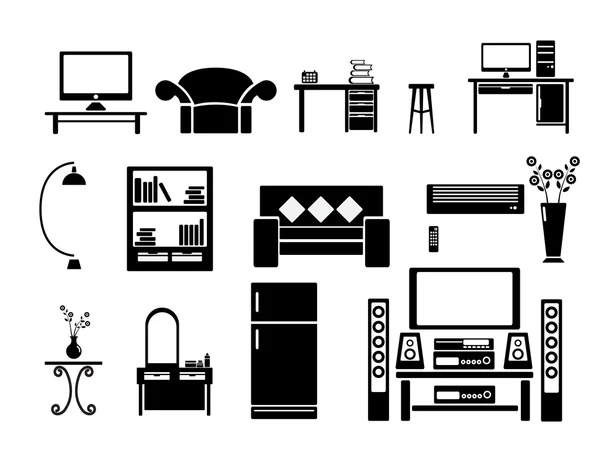 Living room Icon Set Vector Illustration — Stock Vector