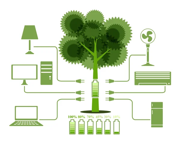 Energía del icono de Tree Green Electronics — Archivo Imágenes Vectoriales