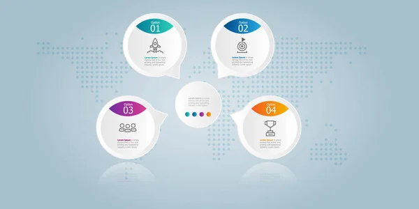 Horizontaler Kreis Infografik Präsentation Element Vorlage Mit Business Symbol Optionen — Stockvektor