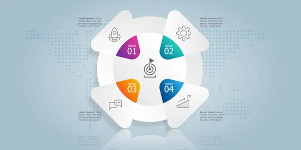 Abstraktní Kruh Infografický Prezentační Prvek Ikonami Vektorové Ilustrace Pozadí — Stockový vektor