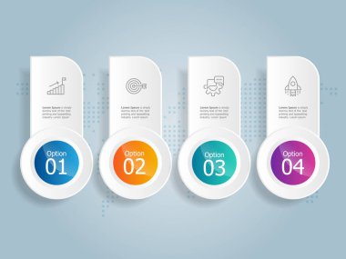 soyut yatay zaman çizgisi bilgisel element sunum raporu iş simgeleri 4 adım vektör illüstrasyon arkaplanı