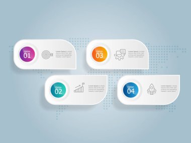 soyut yatay zaman çizgisi bilgisel element sunum raporu iş simgeleri 4 adım vektör illüstrasyon arkaplanı