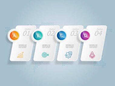 soyut yatay zaman çizgisi bilgisel element sunum raporu iş simgeleri 4 adım vektör illüstrasyon arkaplanı